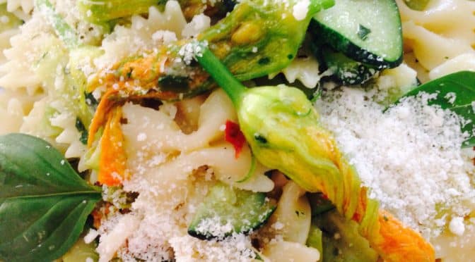 What’s Cooking?….Caramelised Leek and Zucchini Flower Pasta