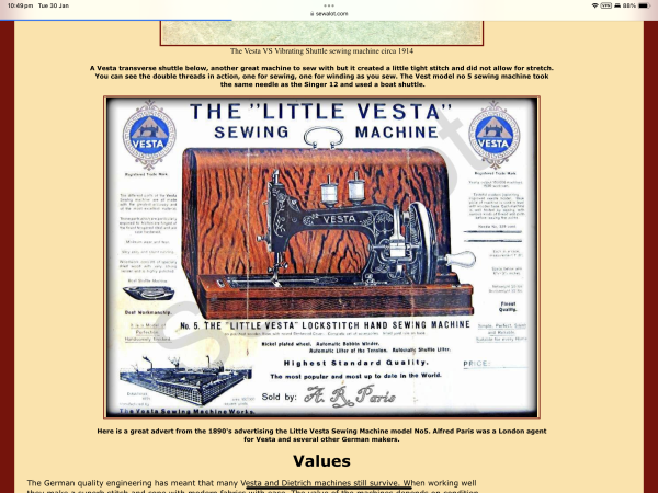 Vestazinha Little Vesta Saxonia Sewing Machine Circa 1940 susies-scraps.com